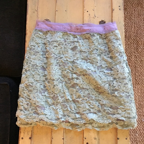 F21 COLLECTION NY SAGE LACE MINI SKIRT L M - Picture 4 of 16